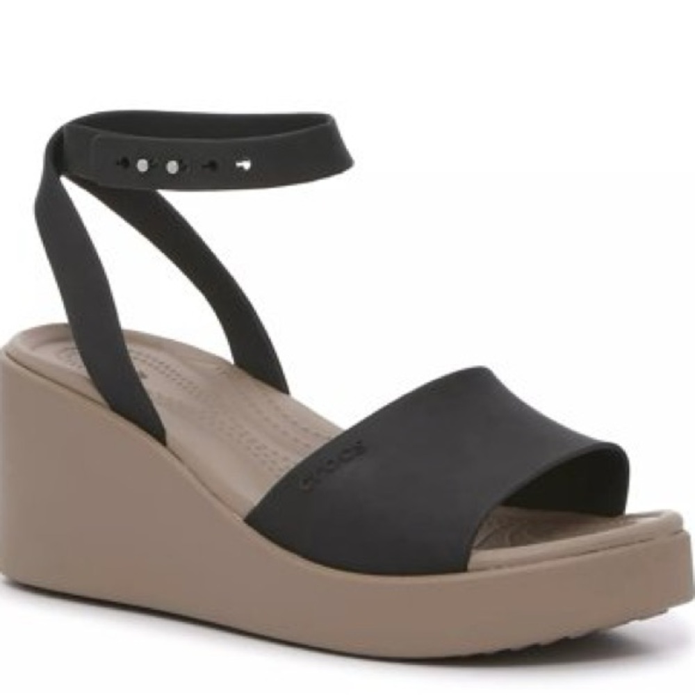 CROCS Brooklyn Wedge Sandals Women's Black and Tan - Picture 6 of 6